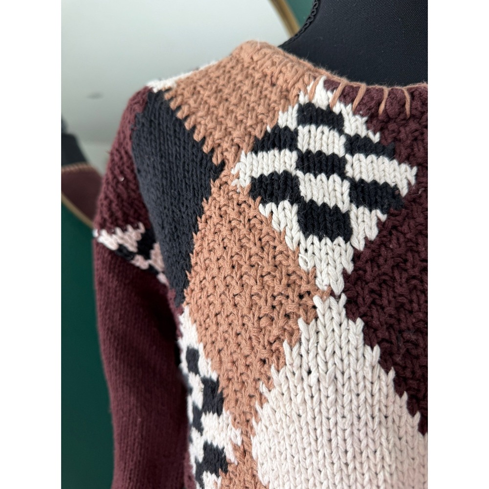 Reference Point Argyle Patchwork Knit Sweater Wom… - image 2